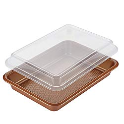 Ayesha Curry Bakeware Covered Cake Pan, 9-Inch x 13-Inch, Copper