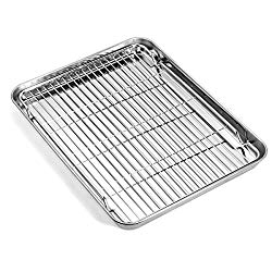 Baking sheets and Rack Set, Zacfton Cookie pan with Nonstick Cooling Rack & Cookie sheets Rectangle Size 12 x 10 x 1 inch,Stainless Steel & Non Toxic & Healthy,Superior Mirror Finish & Easy Clean