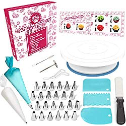 Cake Decorating Supplies Cake Turntable – For Newbies – 44 pcs Starter Cake Decorating Kit – This Baking Supplies Includes All You Need Baking Tools – Perfect Cake Piping Set for Adults and Kids
