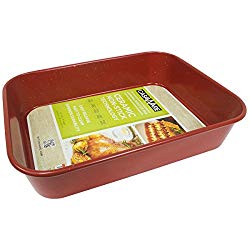 casaWare Ceramic Coated NonStick Lasagna/Roaster Pan 13 x 10 x 3-Inch (Red Granite)