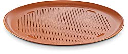 Ceramic Coated Copper Pizza Pan 16″ – Premium Nonstick, Even Baking, Dishwasher and Oven Safe – PTFE/PFOA Free – Red Cookware and Bakeware by Bovado USA