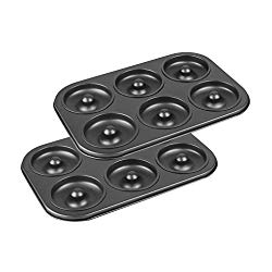 Evelots 5456 Mini Donut Pan, Non Stick, 6 Cavity, Dishwasher Safe, Set of 2, 10.5″ L x 7.5″ W x 0.65″ H