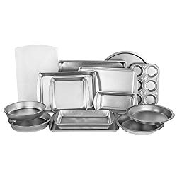 EZ Baker Uncoated, Durable Steel Construction 14-Piece Bakeware Set – American-Made, Natural Baking Surface that Heats Evenly for Perfect Baking Results, Set Includes all Necessary Pans