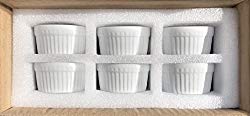 Furmaware White Porcelain 3oz Ramekins Set: 6-Piece Baking & Serving Individual Ramekin Bowls| Sturdy & Classy No Odor & Easy To Clean Ramekin Cups| Decorative Soufflé, Sauce, Dressing & Dip Ramekins