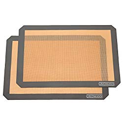 Gridmann Pro Silicone Baking Mat – Set of 2 Non-Stick Half Sheet (16-1/2″ x 11-5/8″) Food Safe Tray Pan Liners