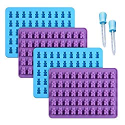 Gummy Bear Candy Molds Silicone – Chocolate Gummy Molds with 2 Bonus Droppers Nonstick Best Food Grade Silicone Pack of 4
