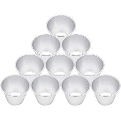 Homgaty 10 Pack Individual Pudding Moulds Mini Aluminum Pudding Cups Nonstick Egg Tart Mold for Dessert DIY Bakeware Cooking