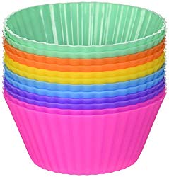 Hulless Reusable Silicone Baking Cups – Set of 12 Nonstick Cupcake Liners in 6 Vibrant Colors