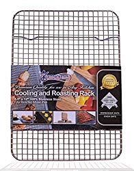 KITCHENATICS 100% Stainless Steel Wire Cooling and Roasting Rack Fits Quarter Sheet Size Baking Pan, Oven Safe, Commercial Quality, Heavy Duty for Cooking, Roasting, Drying, Grilling (8.5” X 12”)