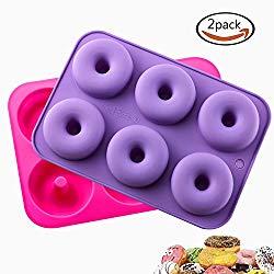 KLEMOO 2-Pack Donut Baking Pan, Silicone, Non-Stick Mold, Bake Full Size Perfect Shaped Doughnuts to Sweeten Your “Hole” Day