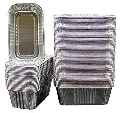 MontoPack 100-Pack of Super-Thick Aluminum Mini Loaf Baking Pans – Standard Size 6” x 3.5” Loaf 1LB Cooking Tins – Eco-Friendly Recyclable Aluminum – Portable Food Storage Containers