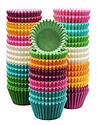 MontoPack 300-Pack Rainbow Paper Baking Cups – Mini 1.15in No Smell, Safe Food Grade Inks and Paper Grease Proof Cupcake Liners Perfect Cups for Cake Balls, Muffins, Cupcakes, and Candies