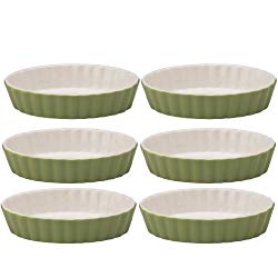 Mrs. Anderson’s Baking Oval Quiche Creme Brulee, Ceramic Earthenware, Sage, Set of 6, 5-Inches x 3.25-Inches x 1-Inch