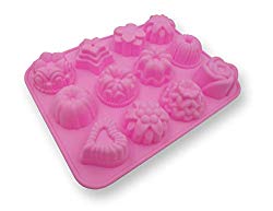 Silicone Bakeware Mold For cake, chocolate, Jelly, Pudding, Dessert Molds, 12 Holes With Flower, Heart Shape
