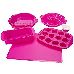 Silicone Bakeware Set, 18-Piece Set including Cupcake Molds, Muffin Pan, Bread Pan, Cookie Sheet, Bundt Pan, Baking Supplies by Classic Cuisine