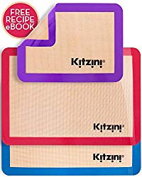 Silicone Baking Mat Set of 3 – Two Half and One Quarter Non Stick Sheet Mats – Large BPA Free Professional Grade Liner Sheets – Perfect Bakeware for Making Cookies, Macarons, Bread and Pastry