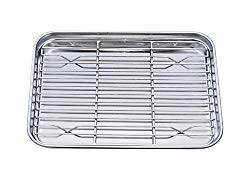 TeamFar Toaster Oven Pan Tray with Cooling Rack, Stainless Steel Toaster Ovenware broiler Pan, Compact 8”x10”x1”, Healthy & Non Toxic, Rust Free & Easy Clean – Dishwasher Safe