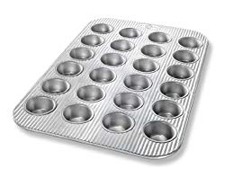 USA Pan Bakeware Mini Cupcake and Muffin Pan, 24 Well, Nonstick & Quick Release Coating, Made in the USA from Aluminized Steel