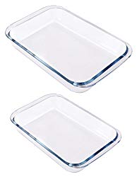 Utopia Kitchen Borosilicate Glass Oblong Baking Dishes 2-Pack Glass Bakeware – 1.8L (11.5 x 7 x 2 Inch) & 2.4 L (13.5 x 8 x 2 Inch) – Dishwasher Safe & Oven Friendly