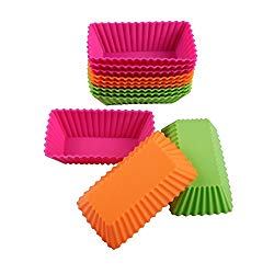 Webake 12-Pack 4.3 Inch Jumbo Silicone Cupcake Liners Thicken Non-stick Small Loaf Pan (Rectangle)