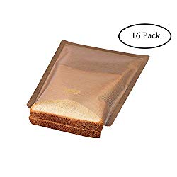 16 Pack Toaster Bags, Homezal Toaster Grilled Cheese Bags, Non Stick Toaster Bags Gluten Free, FDA Approved, Perfect for Sandwiches, Pastries, Pizza Slices, Chicken Nuggets and More