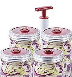 4-Pack of Fermentation Lids with Extractor Pump for Wide Mouth Mason Jar