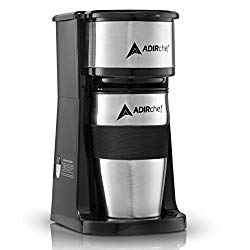 AdirChef Grab N’ Go Personal Coffee Maker with 15 oz. Travel Mug, Black/Stainless Steel