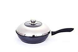Agniers Nonstick Cooker/Sauté Pan Black 11-inch Deep Frying Pan Cookware with Stainless Steel Lid
