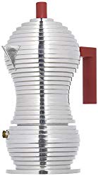 Alessi MDL02/3 R”Pulcina” Stove Top Espresso 3 Cup Coffee Maker in Aluminum Casting Handle And Knob in Pa, Red