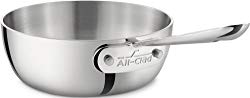 All-Clad 4211 Stainless Steel Tri-Ply Bonded Dishwasher Safe Saucier Pan / Cookware, 1-Quart, Silver