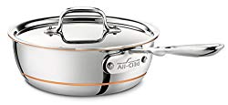 All-Clad 6212 SS Copper Core 5-Ply Bonded Dishwasher Safe Saucier Pan with Lid/Cookware, 2-Quart, Silver