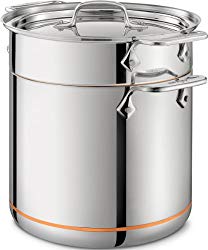 All-Clad 6807 SS Copper Core 5-Ply Bonded Dishwasher Safe Pasta Pentola/Cookware, 7-Quart, Silver