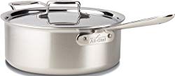 All-Clad BD55206 D5 Brushed 18/10 Stainless Steel 5-Ply Bonded Dishwasher Safe Deep Saute Pan with Lid Cookware, 6-Quart, Silver