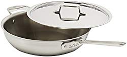 All-Clad BD55404 D5 Brushed 18/10 Stainless Steel 5-Ply Dishwasher Safe Week Night Pan Cookware, 4-Quart, Silver