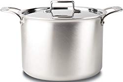 All-Clad BD55512 D5 Brushed 18/10 Stainless Steel 5-Ply Bonded Dishwasher Safe Stock Pot with Lid Cookware, 12-Quart, Silver
