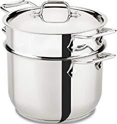 All-Clad E414S6 Stainless Steel Pasta Pot and Insert Cookware, 6-Quart, Silver