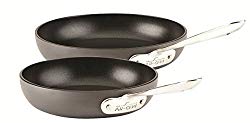 All-Clad Nonstick Frying Pans, Cookware Set, 8 Inch Pan and 10 Inch Pan, Hard Anodized, Black