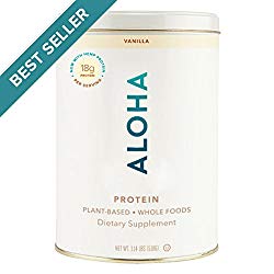 ALOHA Organic Plant Based Protein Powder, Stevia Free, Vanilla, 19.6 oz, 15 Servings PACKAGING MAY VARY
