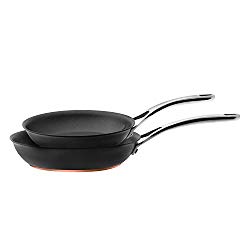 Anolon Nouvelle Copper Hard-Anodized Nonstick Twin Pack 8-Inch and 10-Inch French Skillets, Dark Gray