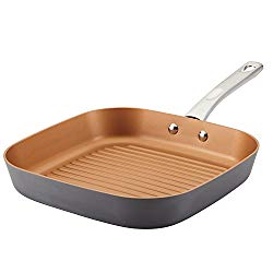 Ayesha Curry Home Collection Hard Anodized Aluminum Deep Square Grill Pan, 11.25-Inch