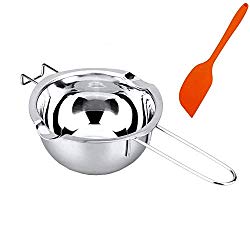 BEMINH Universal Double Boiler Baking Tool Melting Pot with Silicone Spatula, 18/8 Stainless Steel Universal Insert Pan, 2 Pour Spouts, Heat-resistant Long Handle, For Butter Chocolate Cheese Caramel