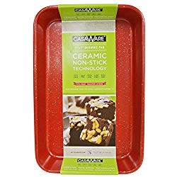 casaWare Toaster Oven Baking Pan 7 x 11-inch Ceramic Coated Non-Stick (Red Granite)