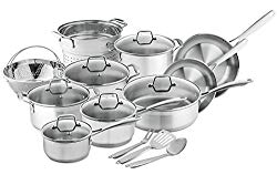 Chef’s Star 17-Piece Pots & Pans Stainless Steel – 17 Piece Professional Grade Pots & Pans Set – Non Stick Induction Ready Cookware Set w/Impact Bonded Technology – Toxin Free, Dishwasher Safe