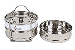 Chiboz Cookware 3 Qt Mini Stackable Steamer Insert Pans with Sling Handle Compatible with Instant Pot 3 Quart