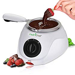 Chocolate Melting Warming Fondue Set – Electric Choco Melt/Warmer Machine Set with Keep Warm Dipping Function and Removable Pot – Melts Chocolate, Candy, Butter, Cheese, Caramel – NutriChef PKFNMK14