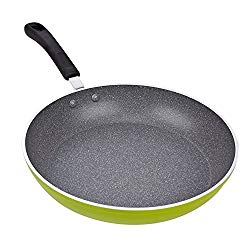 Cook N Home 12-Inch Frying Pan with Non-Stick Coating Induction Compatible Bottom, Large, Green
