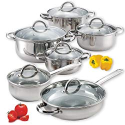 Cook N Home 12-Piece Stainless Steel Cookware Set