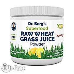 Dr. Berg’s Natural Lemon Flavored Wheat Grass Powder with KamutTM -Raw & Ultra-Concentrated Nutrients -Rich in Vitamins, Chlorophyll & Trace Minerals (1 Pack)
