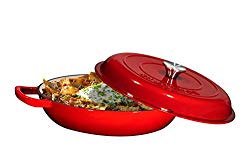 Enameled Cast Iron Casserole Braiser – Pan with Cover, 3.8-Quart, Gradient Red