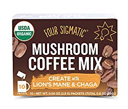 Four Sigmatic Mushroom Coffee, USDA Organic Coffee with Lion’s Mane and Chaga mushrooms, Productivity, Vegan, Paleo, 10 Count, Packaging May Vary